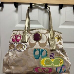Coach RARE Poppy E1169-F17575 Graffiti Kiss-lock Satchel EUC
